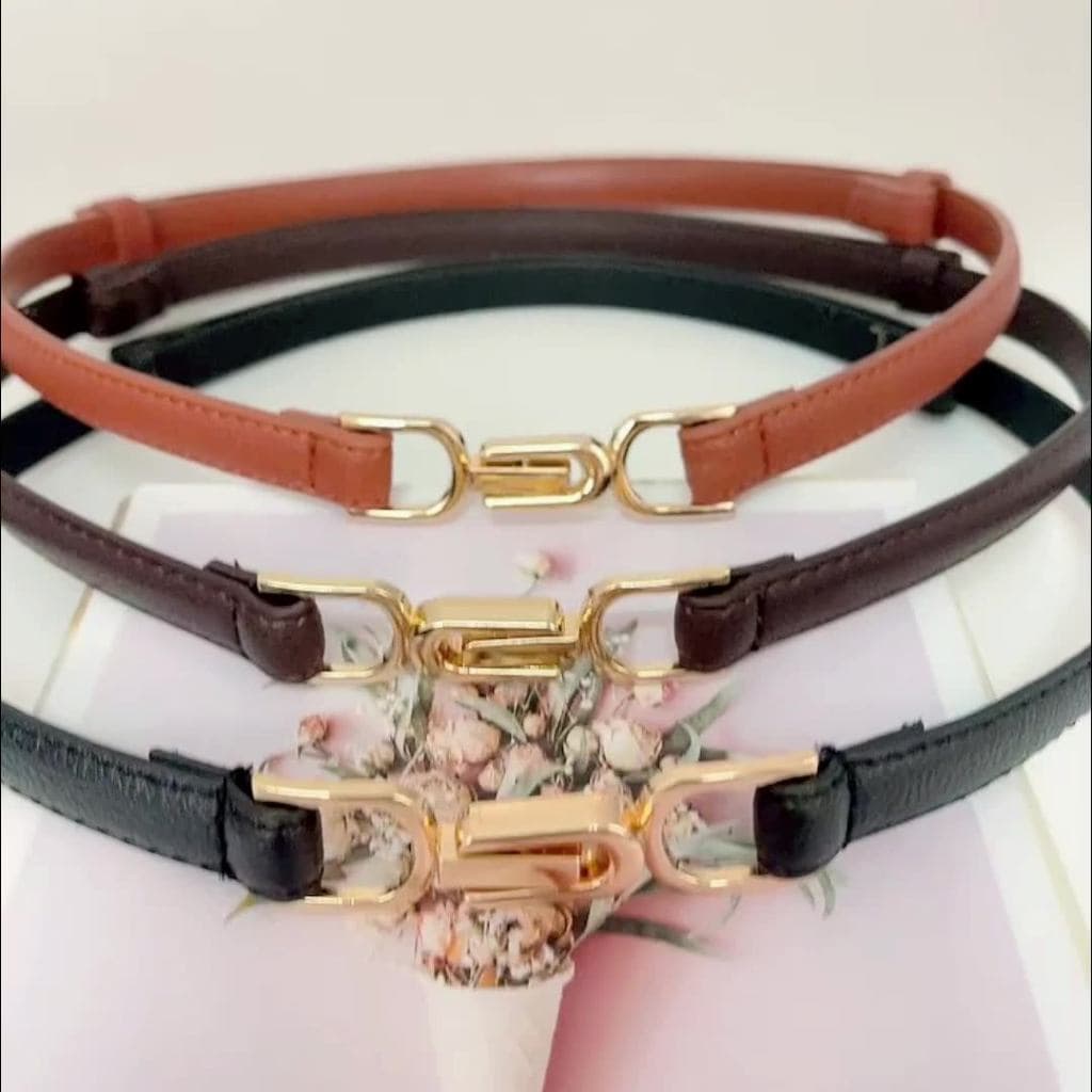 littlebee.shopA115.เข็มขัดแฟชั่นสไตล์เกาหลี เข็มขัดเส้นบางผู้หญิงหนังวัวนุ่มคุณภาพสูง เครื่องประดับ รูปที่ 8