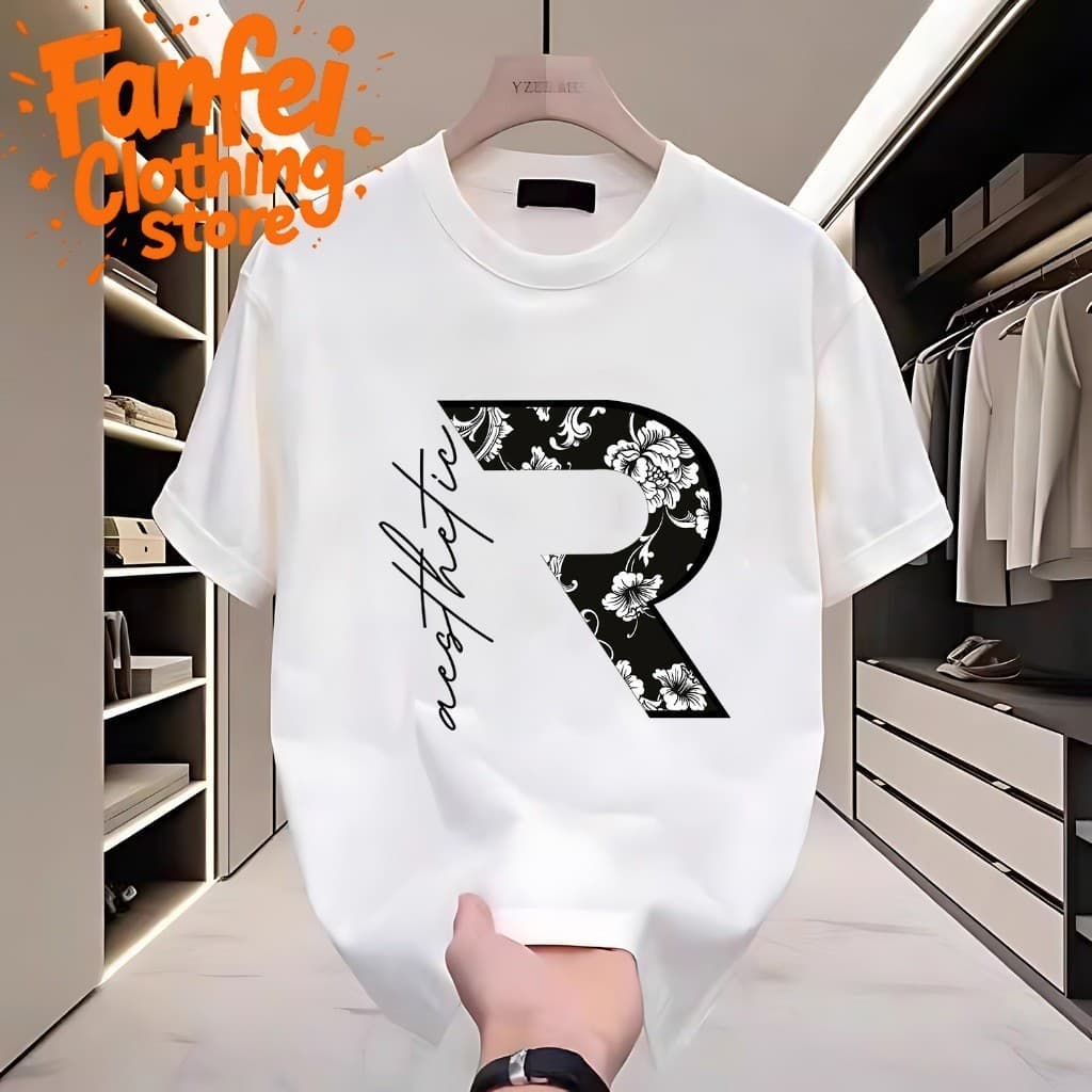 Fanfei เสื้อยืดผู้ชาย รูปแบบตัวอักษร "R" ส่วนบุคคล รูปที่ 8