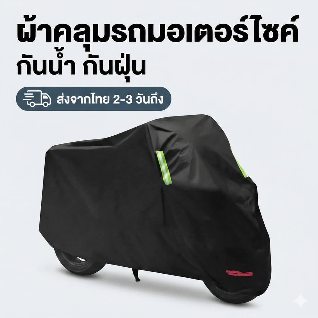 ผ้าคลุมมอเตอร์ไซค์ กันฝน 100% ผ้า Oxford 210D ลายพราง ระบายอากาศดี กัน UV มีแถบสะท้อนแสง รูปที่ 3