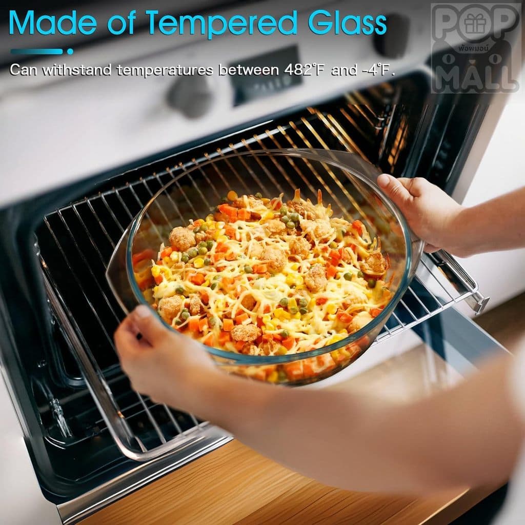 NEWALITECH2in1 2-อิน-1ชามไมโครเวฟ ชามแก้ว ชามเตาอบ ถาดแก้วอบ ชามแก้วมีฝาปิด Glass Mixing Bowls Chef Bowl Salad Bowl 2.5L รูปที่ 7