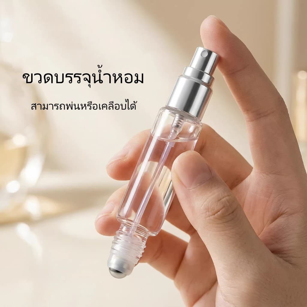 Taian ขวดแก้วใส่น้ำมันหอมระเหยแบบสองด้าน/ขวดใส่เครื่องสำอางอเนกประสงค์/ขวดสเปรย์แบบกด / ขวดน้ำหอมแบบโรลออน ดีไซน์หรูหรา รูปที่ 3
