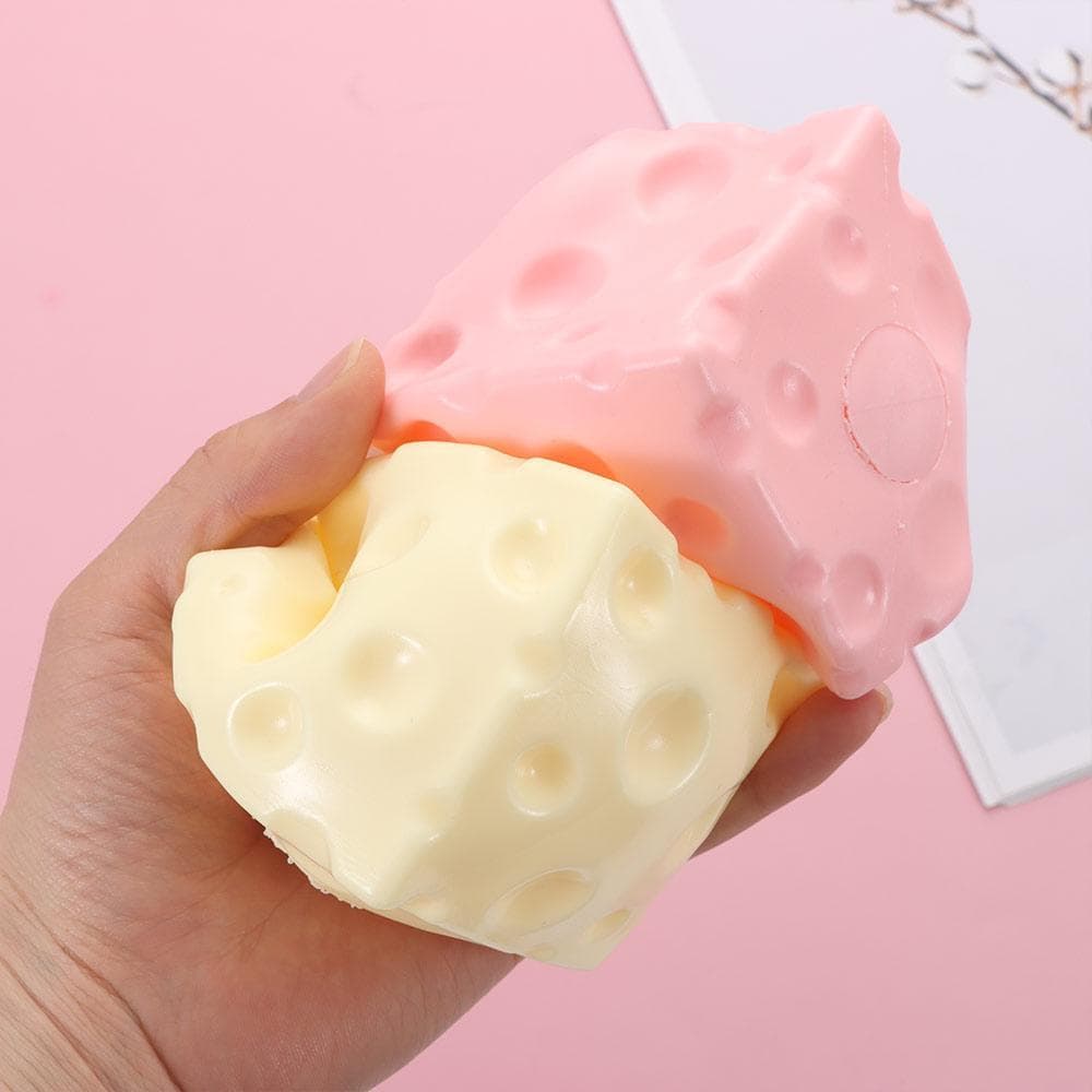 WXDX.TH ชีสบีบ Fidget ของเล่น, Anti-Stress Shapeable Jumbo Cheese Cube Stress Ball, Squishy Texture Non-Bounce ASMR Sensory Stress Toy เด็กผู้ใหญ่ รูปที่ 6