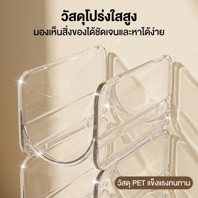 ชั้นวางของ ไม่ต้องเจาะผนัง วางซ้อนกันได้ พลาสติกใส แข็งแรง กันน้ำ ประหยัดพื้นที่ เหมาะห้องน้ำ ครัว รูปที่ 3