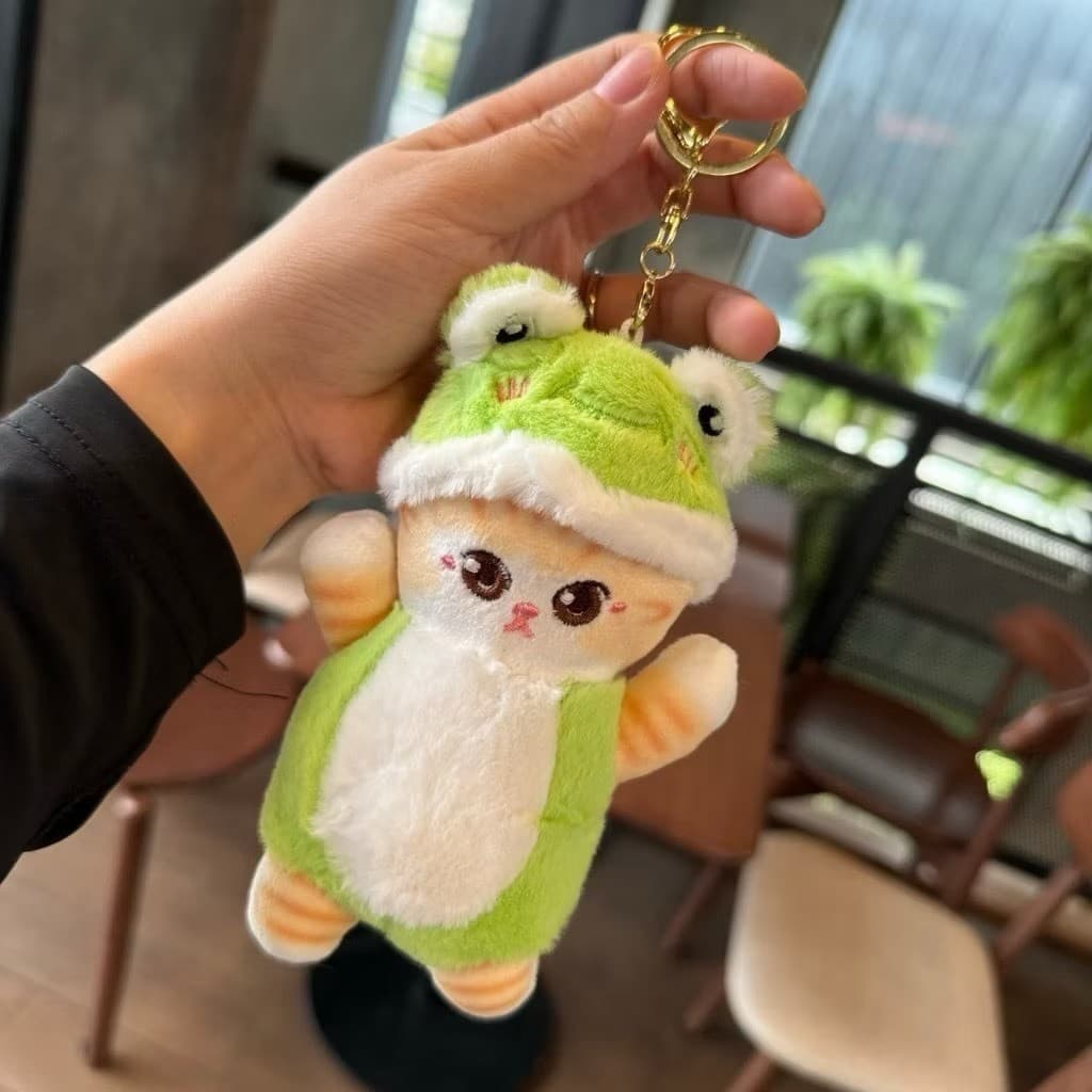 พวงกุญแจ ตุ๊กตาน้องแมว ใส่เสื้อ มีฮู้ด น่ารักๆ ห้อยกระเป๋า แมวชิบะ การ์ตูน รูปที่ 7