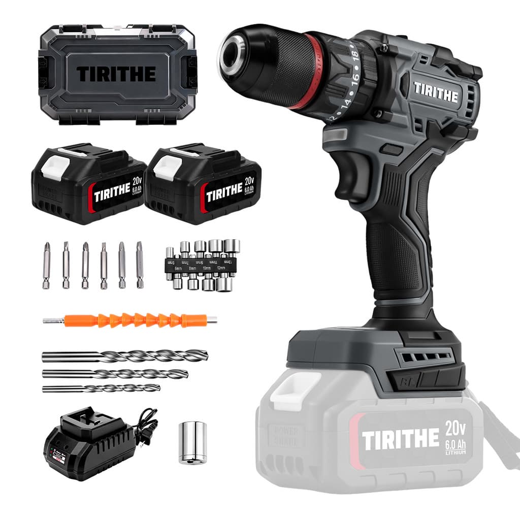 สว่านไร้สายแบบไร้แปรง 13MM เครื่องมือระดับโปร พร้อมแบตเตอรี่ 2 ก้อน – TIRITHE Professional Cordless Drill รูปที่ 2