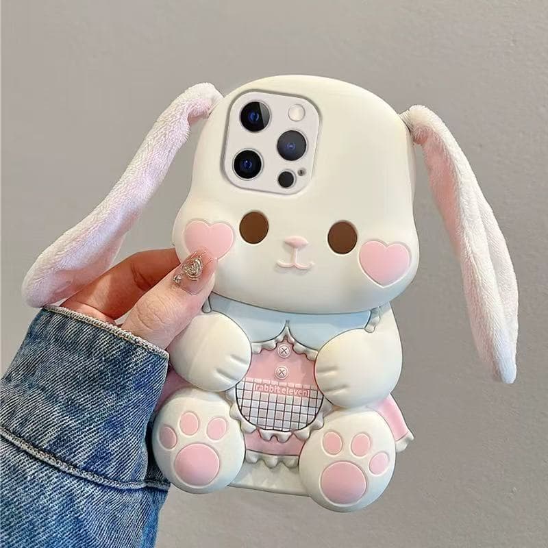 3ง หูตุ๊กตาน่ารักการ์ตูนสุนัขซิลิโคนเคสโทรศัพท์สําหรับ ไอโฟน 17 16 15 14 13 12 11 มือโปร สูงสุด ปลอกการ์ตูนสัตว์ซิลิโคนอ่อนนุ่มฝาครอบป้องกันสําหรับ ไอโฟน16โปรแม็กซ์ ก รูปที่ 1