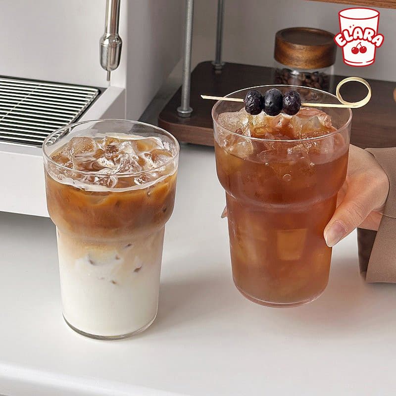 แก้วสไตล์เรียบง่ายส่วนตัว หนาแน่น ทนทาน 450ml เหมาะกาแฟเย็น นม น้ำผลไม้ คาเฟ่ บ้าน รูปที่ 4