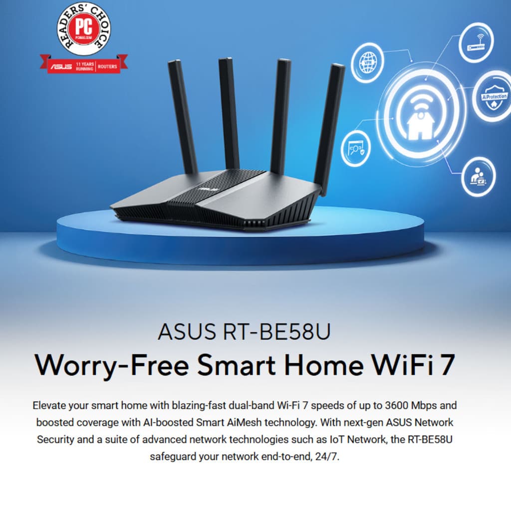 ASUS RT-BE58U V2 เราเตอร์ WiFi 7 AiMesh Extendable Router รับประกัน 3 ปี รูปที่ 3