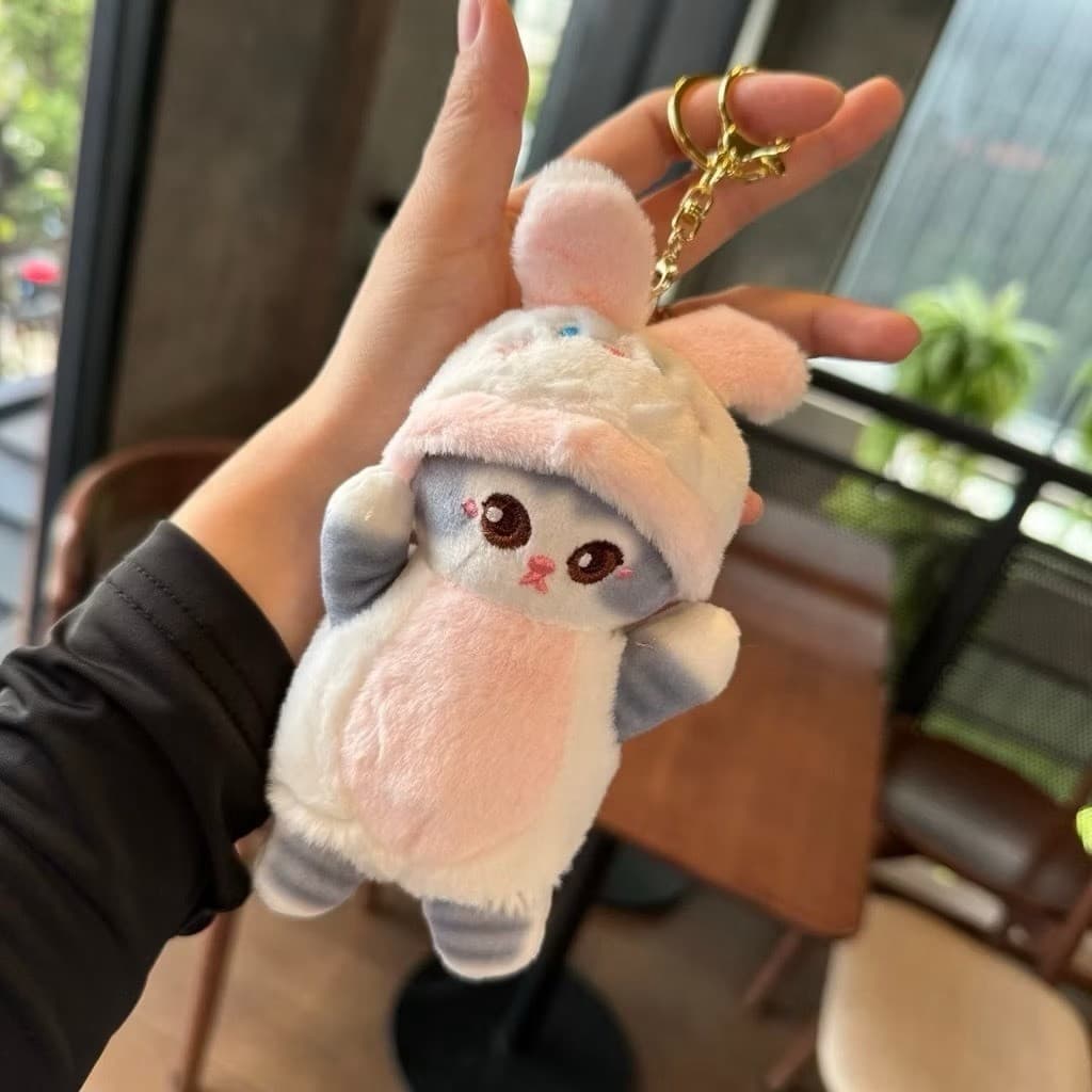 พวงกุญแจ ตุ๊กตาน้องแมว ใส่เสื้อ มีฮู้ด น่ารักๆ ห้อยกระเป๋า แมวชิบะ การ์ตูน รูปที่ 6