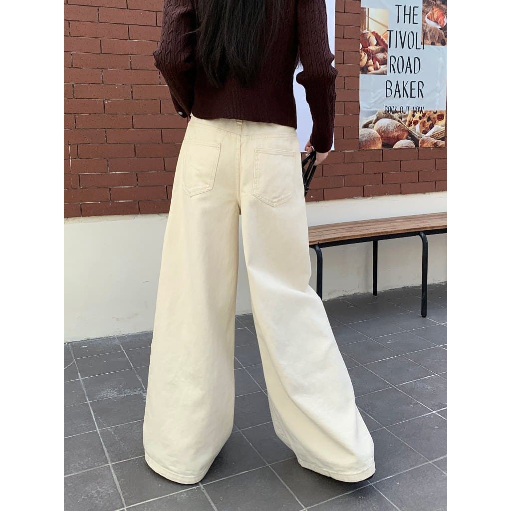 Bella Shop ยีนส์ขากระบอก S-XL กางเกงยีนส์ผู้หญิง เอวสูงสไตล์เรโทรทรงหลวม อินเทรนด์ สไตล์เกาหลีเรียบง่าย รูปที่ 9