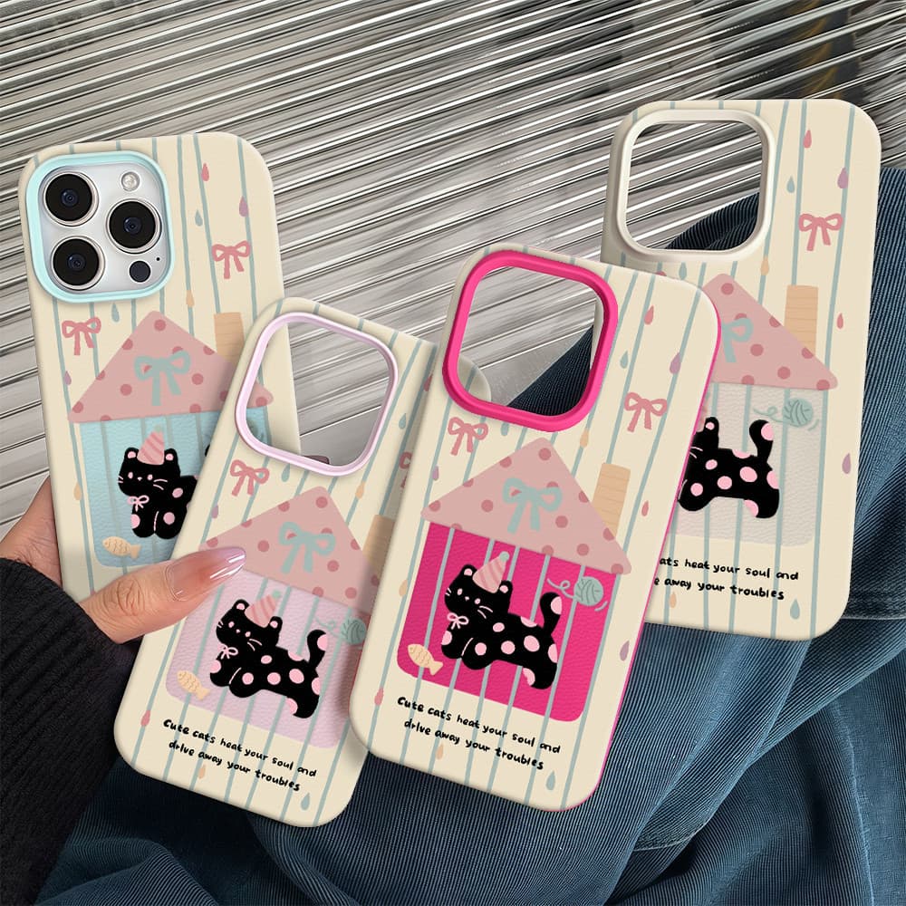 แมวโบว์ผีเสื้อ Silicone TPU เคสไอโฟน For iPhone 11 17 16 15 12 13 14 15 Pro Max 13 14 12 XR X XS Max 7 8 Plus เคสมือถือ รูปที่ 1
