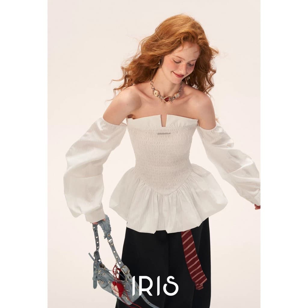 IRIS BOUTIQUE 26ssNew collectionIS8744Elara Off-Shoulder Smocked Peplum Top ดีไซน์เสื้อเปิดไหล่สม็อคช่วงอก รูปที่ 5