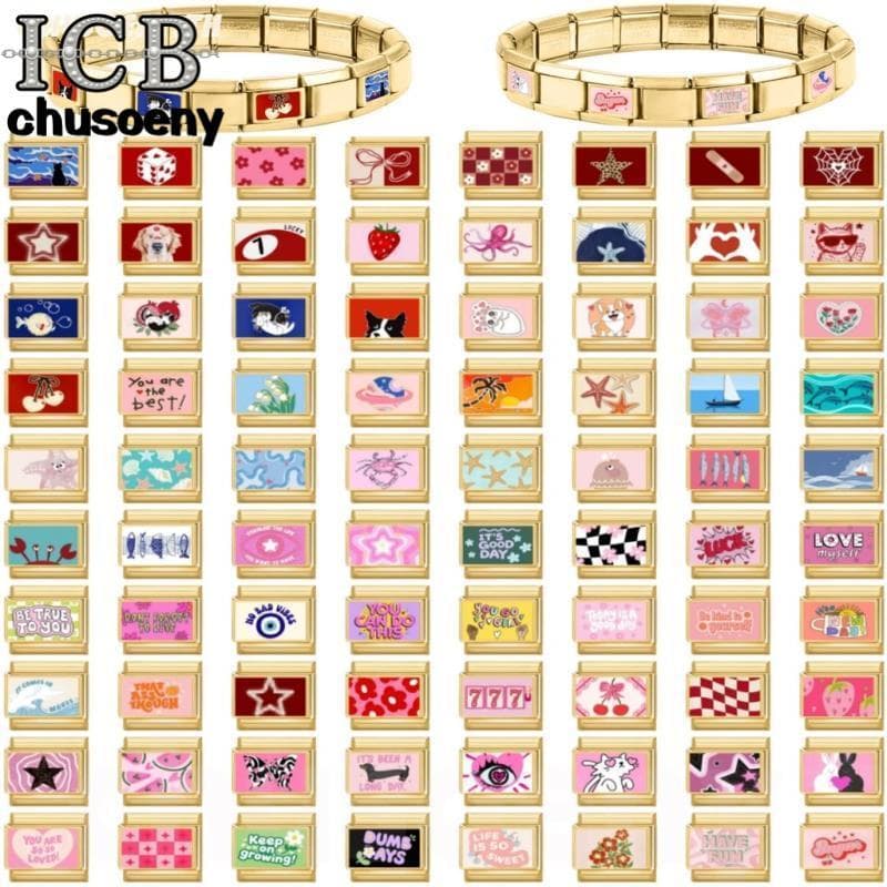 สร้อยข้อมือสไตล์อิตาเลียน ทองพร้อมรูปภาพ ขนาด 9 มม. ทำจากสแตนเลส เหมาะสำหรับการทำเป็นเครื่องประดับเอง รูปที่ 1