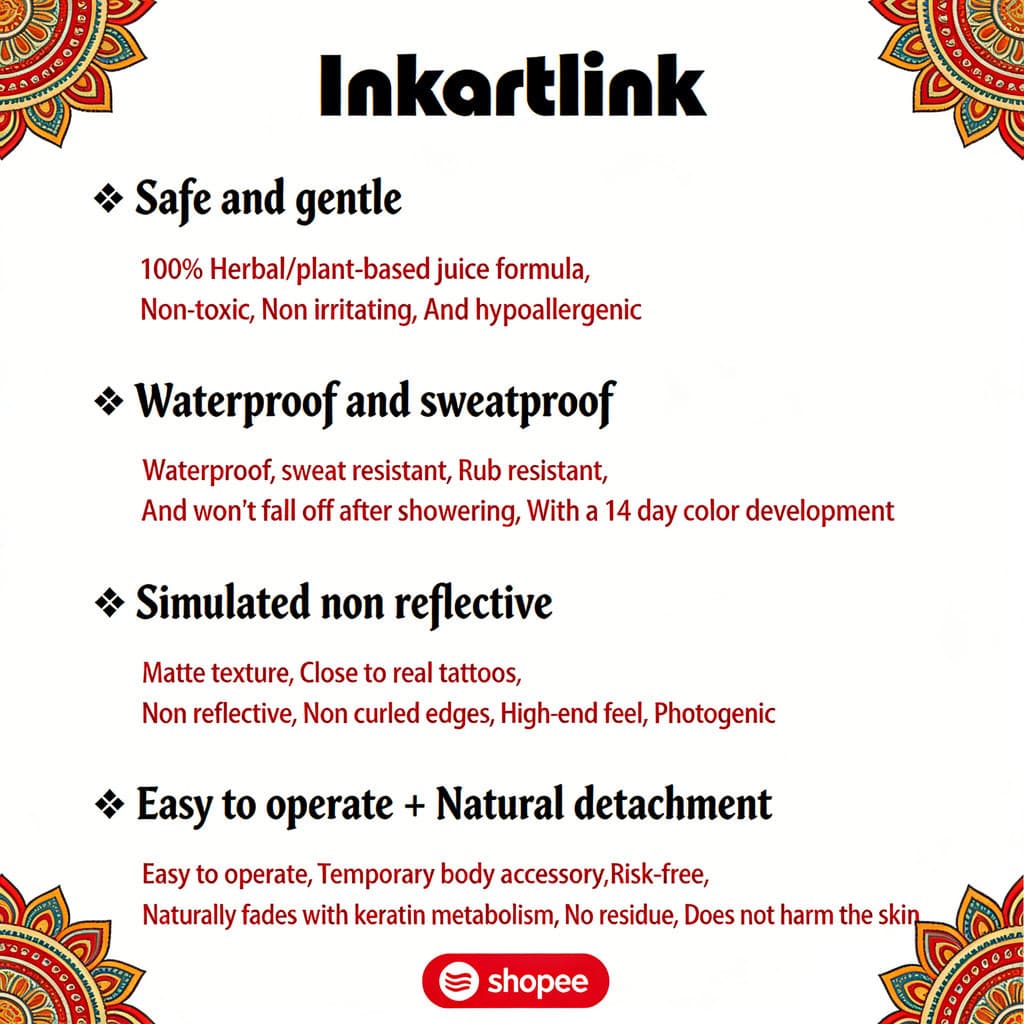 Inkartlink Long Minimal Lines Arm สติ๊กเกอร์รอยสักชั่วคราวสําหรับผู้ชาย, Big Waterproof Long-lasting Hand Magic Tattoo, Lasts ถึง 15 วันสักปลอม, ชุดสักกึ่งถาวร รูปที่ 8