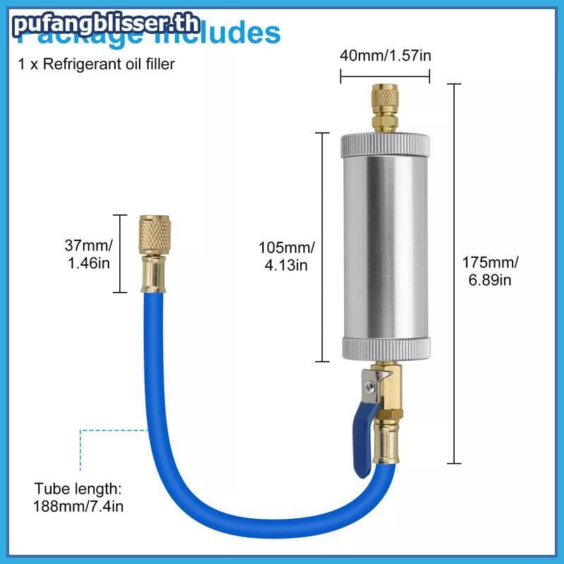 PUSER R12 R134A R22 เครื่องปรับอากาศรถฉีดน้ํามันย้อมเครื่องมือฉีด 2 ออนซ์ 1/4 "น้ํามันเหลวบริสุทธิ์ Coolant Filler Tube. รูปที่ 3