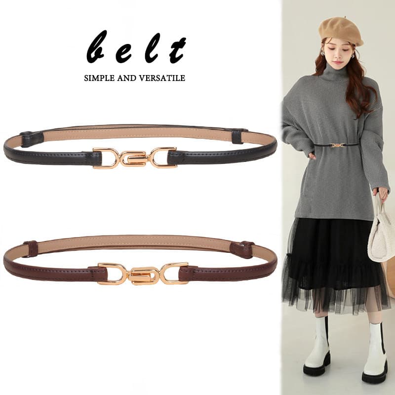 littlebee.shopA115.เข็มขัดแฟชั่นสไตล์เกาหลี เข็มขัดเส้นบางผู้หญิงหนังวัวนุ่มคุณภาพสูง เครื่องประดับ รูปที่ 3