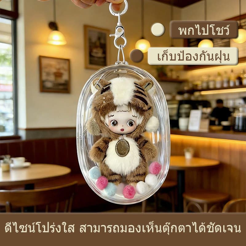 กระเป๋าใส่ลาบูบู้ Labubu กันฝุ่น ขนาด 13/18 /19ซม. กระเป๋า ใสพิเศษ ถุงใส่ลาบูบู้ PVC แบบใส รูปที่ 6