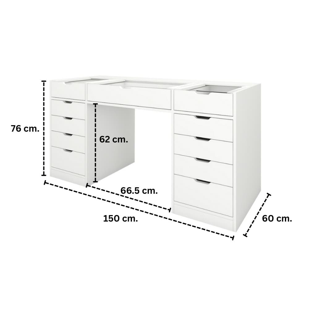 Koncept Furniture โต๊ะเครื่องแป้งแบบนั่ง 150 ซม. รุ่น Vanity สีขาว แบรนด์ KONCEPT FURNITURE รูปที่ 3
