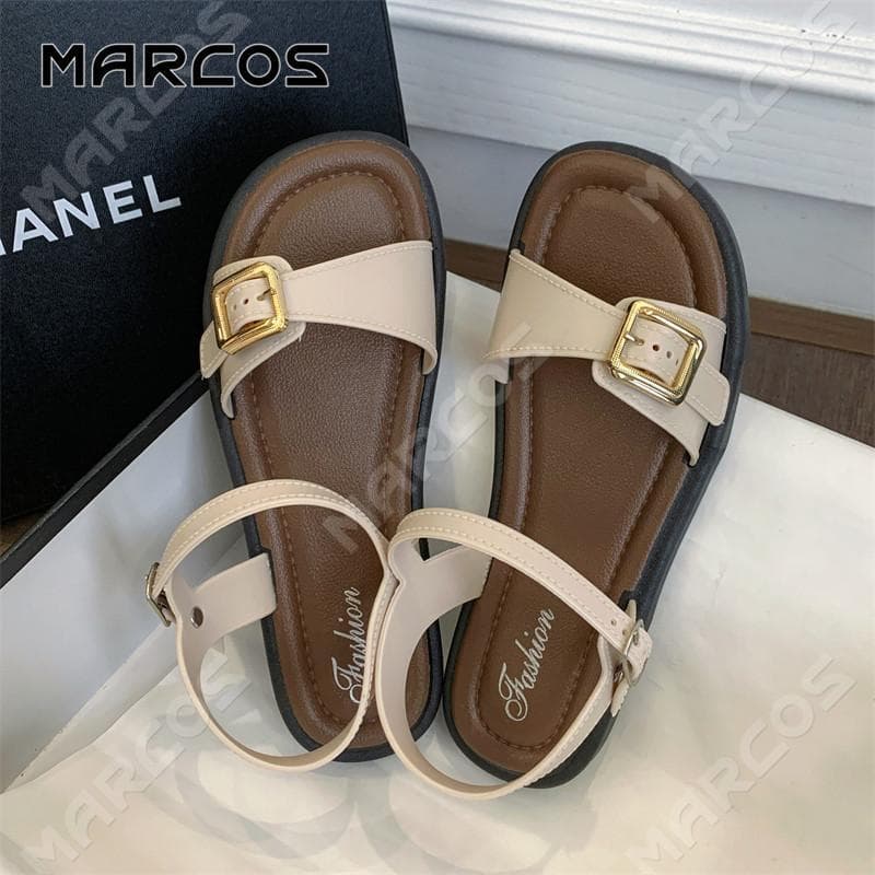MARCOS รองเท้าแตะผู้หญิง พื้นนุ่ม ตกแต่งโลหะ รองเท้าแฟชั่นผู้หญิง ป้องกันลื่น สวมใส่สบาย รอง เ ทา แตะผู้หญิง #10 รูปที่ 2