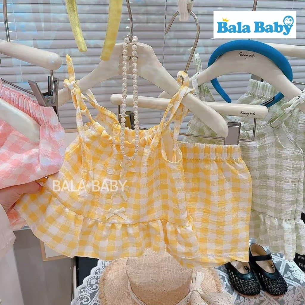 ชุดเซ็ตเด็กผู้หญิง ชุดเด็กผู้หญิงสายเดี่ยวลายสก็อต 2 ชิ้น เสื้อระบาย + กางเกงขาสั้น Summer Girl Set BXT02 รูปที่ 7