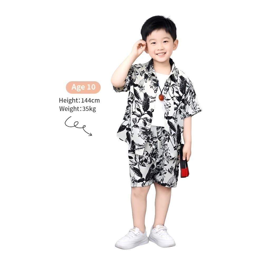 ชุดเสื้อฮาวาย ชุดเสื้อเชิ้ตเด็ก เสื้อ +กางเกง ลายสวย ผ้านิ่ม ใส่เที่ยวสวยมากๆ รูปที่ 4