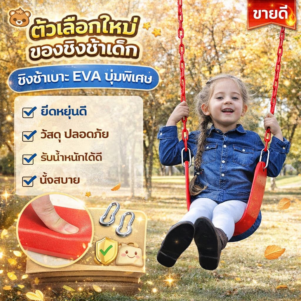 ชิงช้าแบบแขวน eva ชิงช้า ชิงช้าเด็กกลางแจ้ง สนามเด็กเล่นเด็กอนุบาล พกพาสะดวก สำหรับในร่ม กลางแจ้ง รูปที่ 1