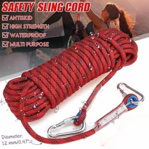 12mm*40m เชือกโรยตัว เชือกปีนเขา อุปกรณ์โรยตัว อุปกรณ์ปีนเขา Climbing Rope w/ Hook High Strength Emergency Safety Fire รูปที่ 1