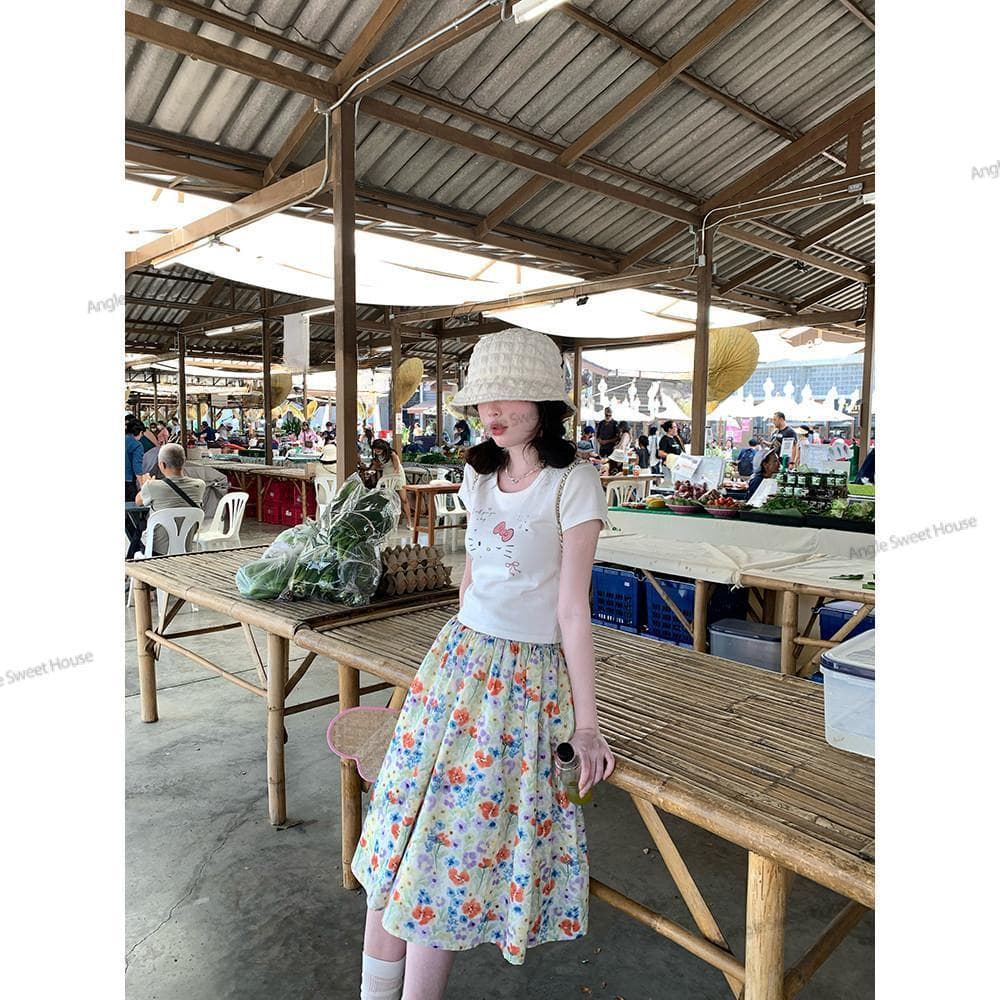 พิมพ์เสื้อยืดแขนสั้นผู้หญิงฤดูร้อนบางและบางเสื้อสั้น เสื้อยืดผู้หญิงใส่เท่ๆ การ์ตูนอนิเมะ Q01 รูปที่ 4