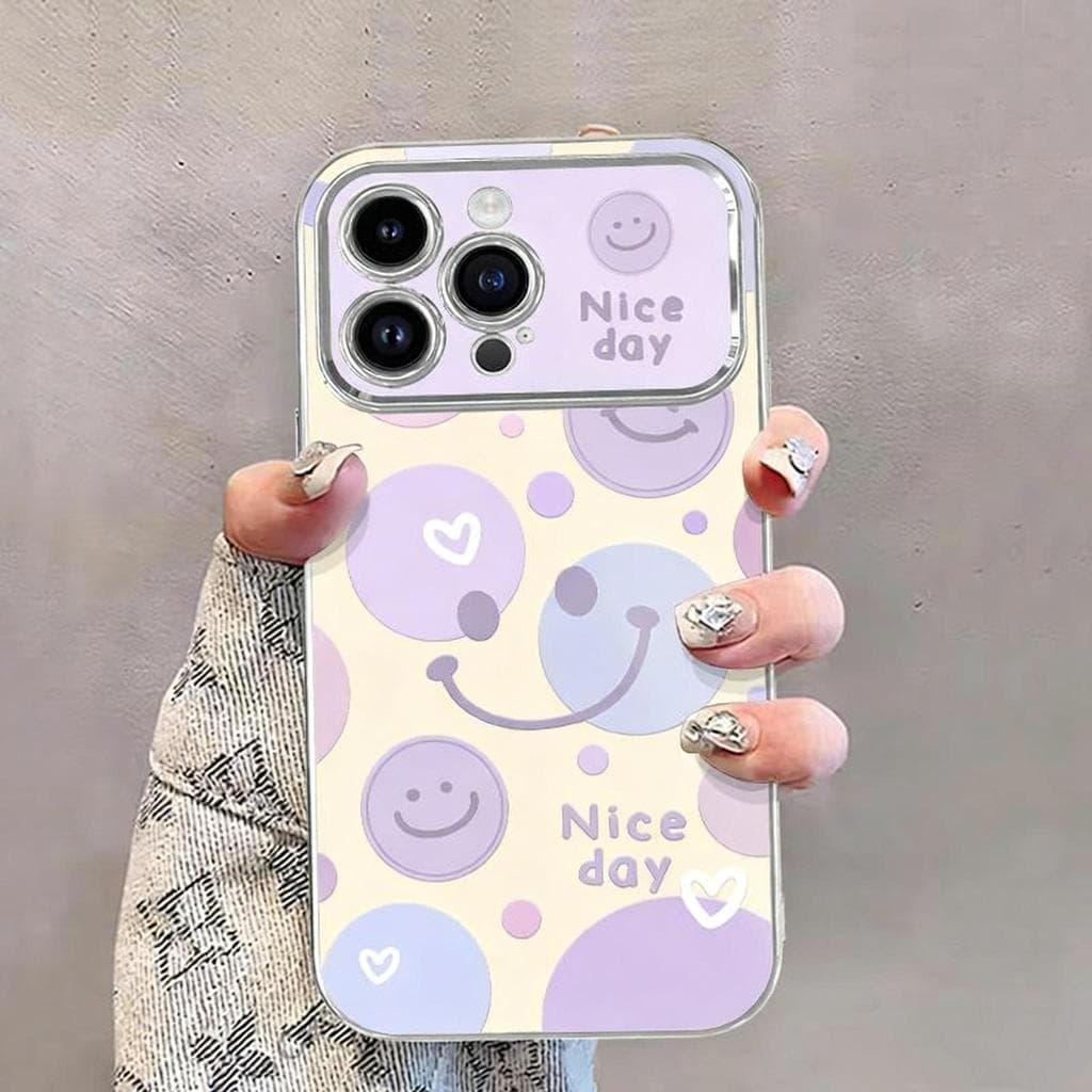 เคสโทรศัพท์ลายหน้ายิ้มเรียบง่าย ใช้ได้กับ iPhone11/12/13/14/15Pro/17Pro/16ProMax,X/MAX/XR,7/8P หน้าจอขนาดใหญ่คุณภาพสูง รูปที่ 5