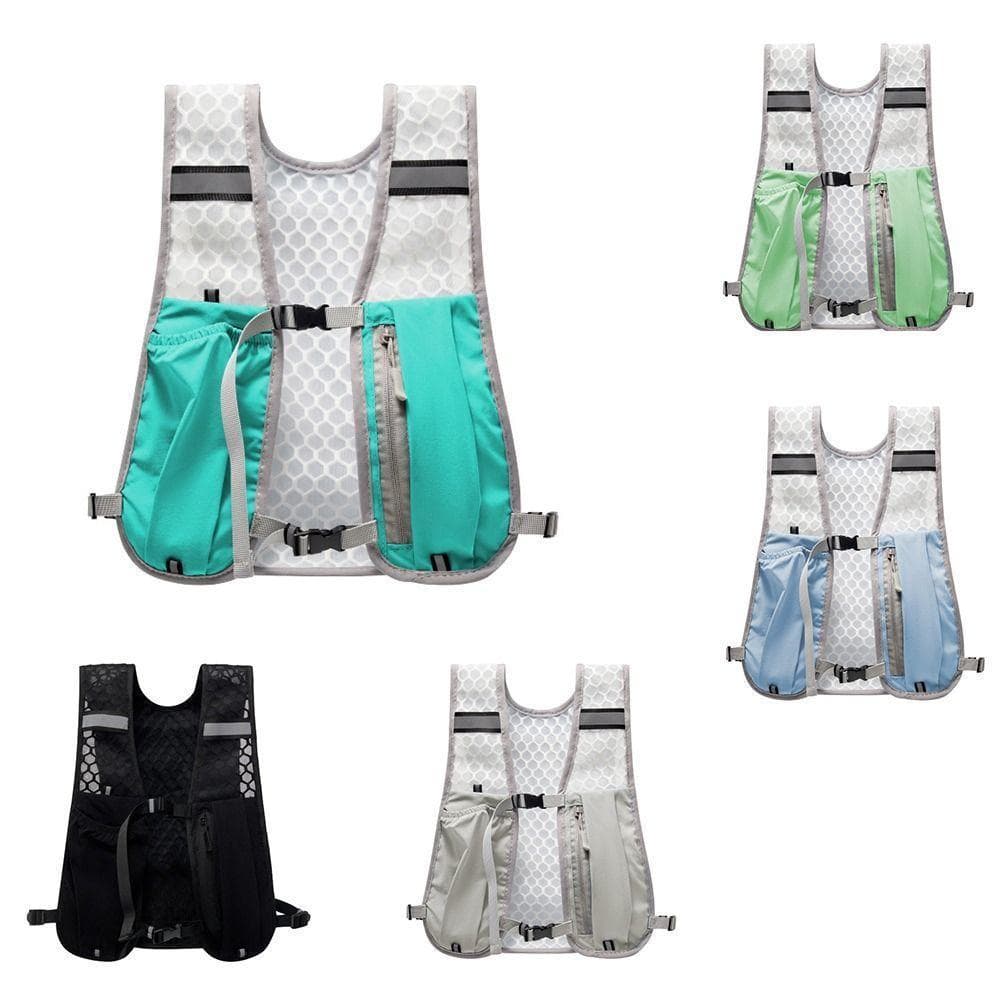 เสื้อกั๊ก ทำจากไนลอนกันน้ำ น้ำหนักเบาที่มีที่เก็บขวดน้ำและโทรศัพท์ สบายต่อการวิ่งและการปั่นจักรยาน รูปที่ 9