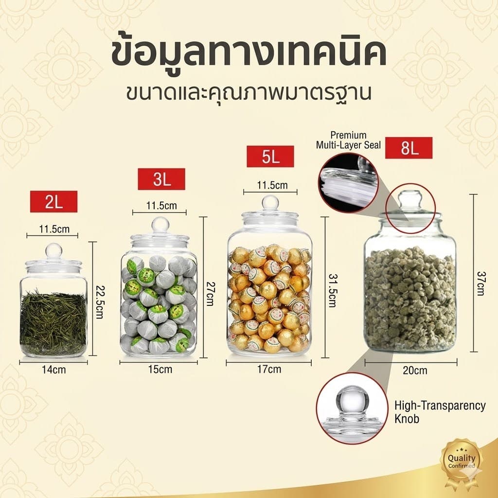 โหลแก้ว โหลกลม โหลใบใหญ่ ขวดโหล โหลเล็ก โหลแก้วสูญญากาศ โหลดองบ๊วย โหลร้านอยู่กร รูปที่ 3