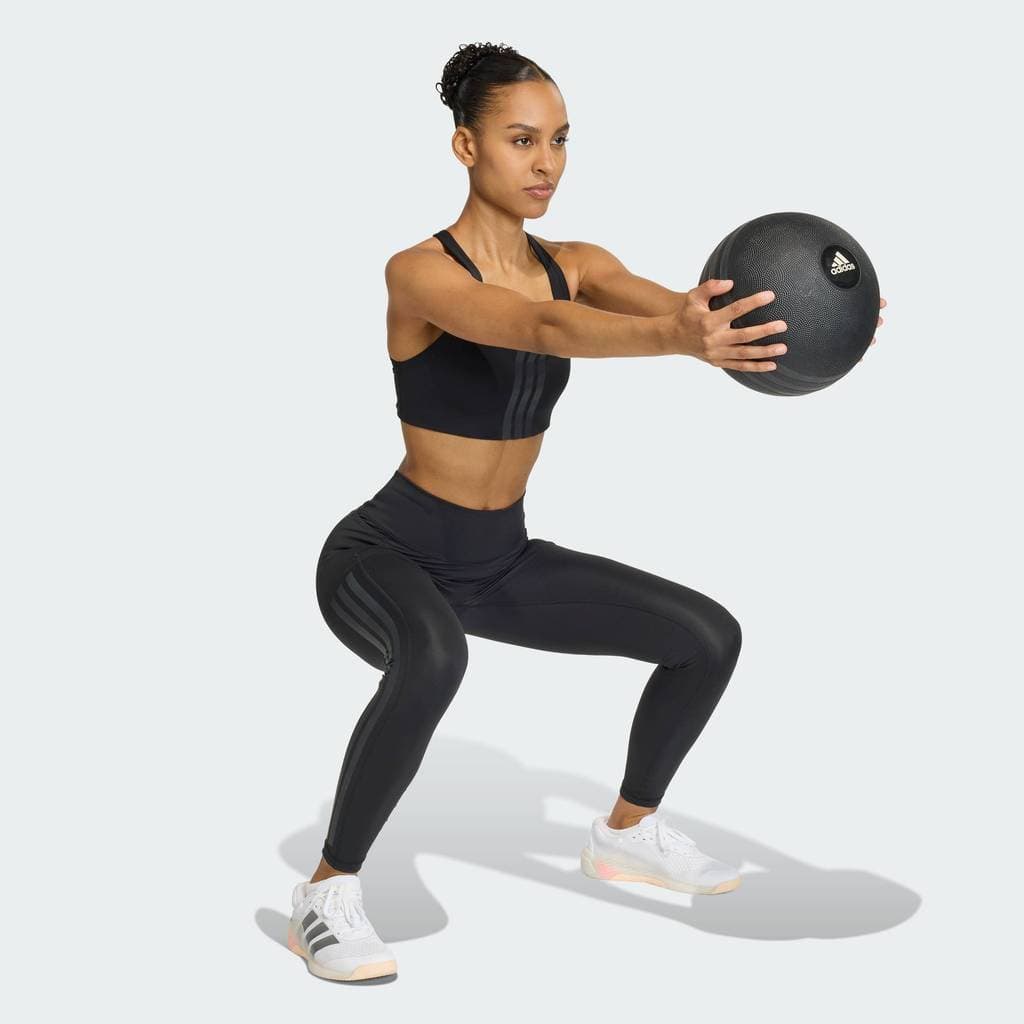 adidas Gym & Training Optime Workout 3-Stripes Medium Support Bra Women Black JX5006 รูปที่ 3