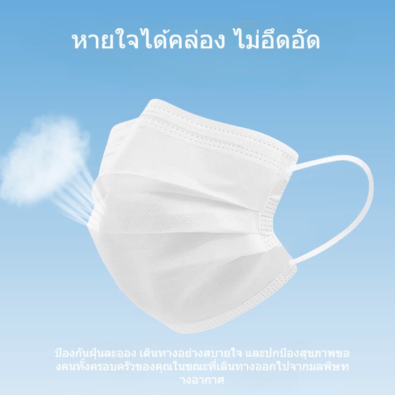 หน้ากากคุณภาพสูง50 ชิ้นต่อแพ็ค หน้ากาก หนา 3 ชั้น ไม่ใช่หน้ากากทางการแพทย์ แต่ละกล่องไม่แยกบรรจุ รูปที่ 4