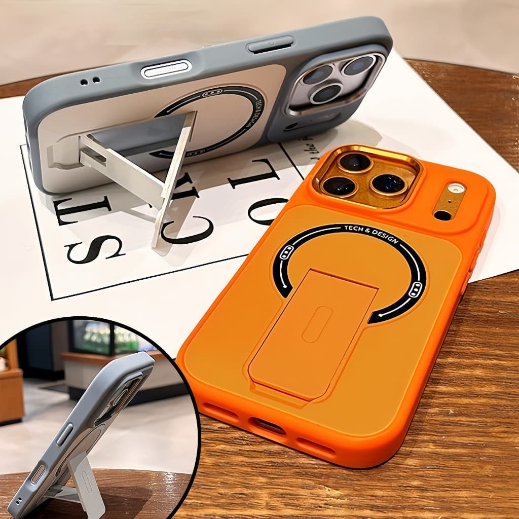 เคสขาตั้งแบบด้านหรูหราสําหรับ ไอโฟน 17 16 15 14 13 มือโปร สูงสุด ฝาครอบกันกระแทกซิลิโคน รูปที่ 3