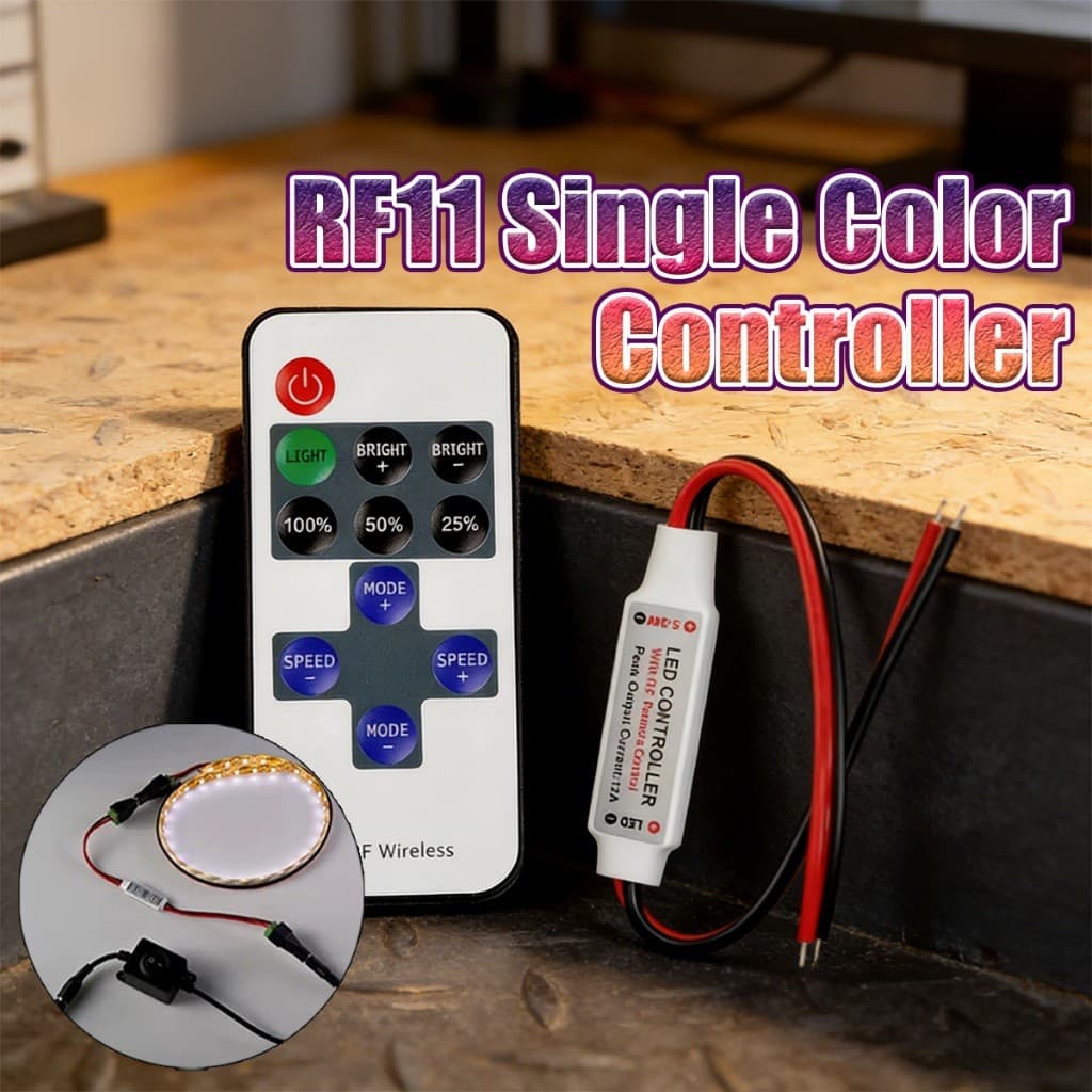 ร้านคนไทย！ RF11 12V รีโมทคอนโทรลไร้สาย Controller Dimmer หัวสองด้าน อุปกรณ์เสริม สําหรับ Mini LED Strip Light รูปที่ 6