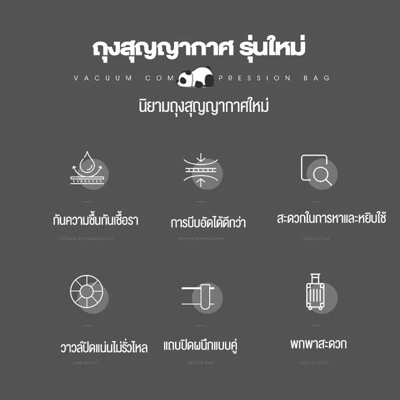 ถุงสูญญากาศ ถุงอัดสูญญากาศ เก็บเสื้อผ้าผ้าห่มผ้านวมจัดเก็บของกระชับพื้นที่แพ็คของเดิ นทางถุงใส่เสื้อผ้าพกพา รูปที่ 6
