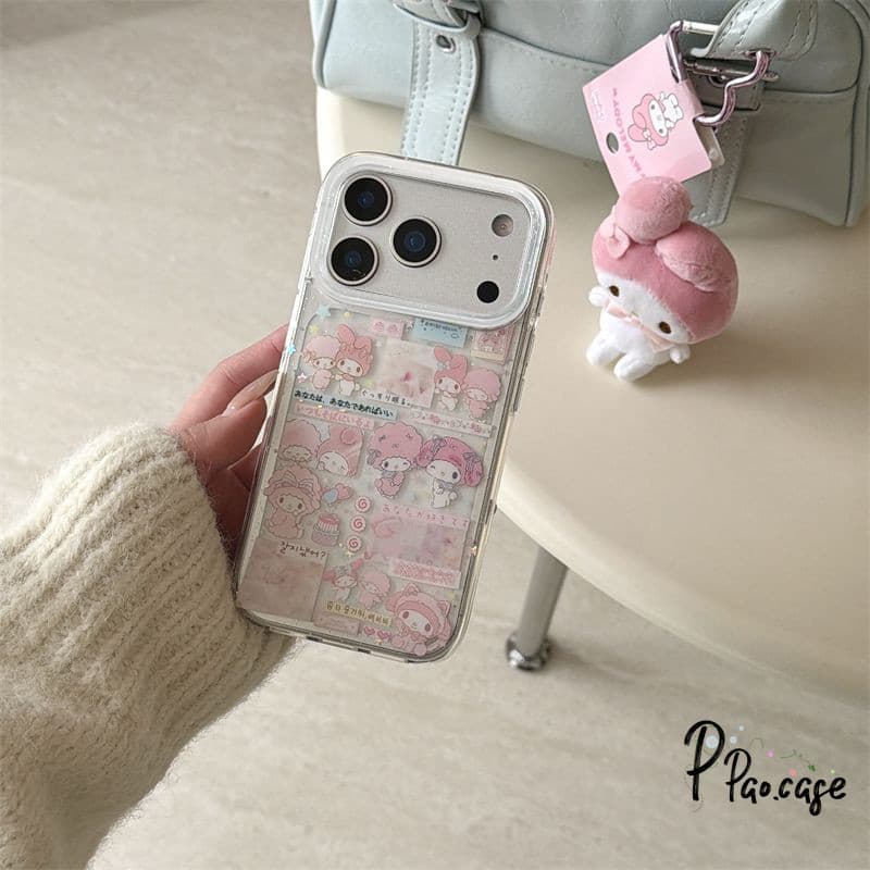 เคสไอโฟน13 15 17 เคสผงวาว ลายMelody Miffyสีชมพูฮิต สำหรับ IPhone 17 16 11 13 14 12 15 Pro Max Air 14 7 8 15 16 Plus XR X รูปที่ 6