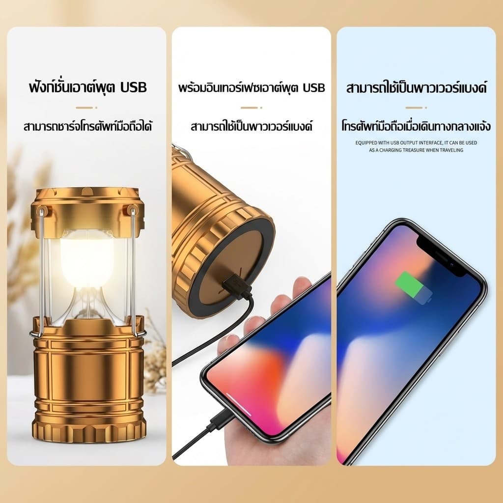 กันน้ำ พกพา ใช้งานได้หลากหลาย เหมาะสำหรับตั้งแคมป์ สีหลากสี พลังงานแสงอาทิตย์ ราคาคุ้มค่า รูปที่ 5