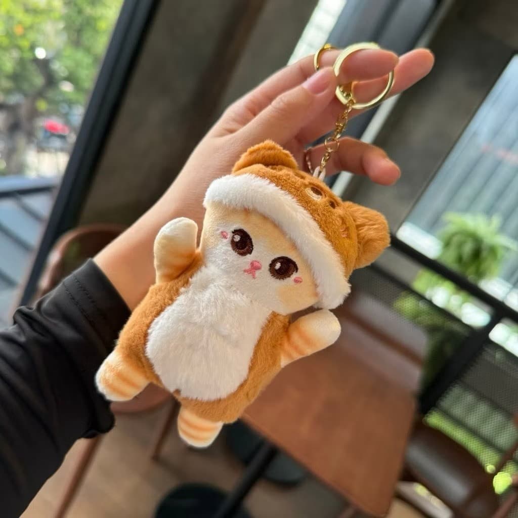 พวงกุญแจ ตุ๊กตาน้องแมว ใส่เสื้อ มีฮู้ด น่ารักๆ ห้อยกระเป๋า แมวชิบะ การ์ตูน รูปที่ 5