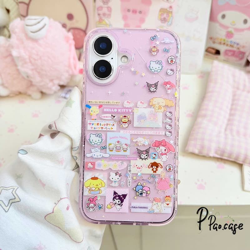 เคสไอโฟน13 15 17 เคสผงวาว ลายMelody Miffyสีชมพูฮิต สำหรับ IPhone 17 16 11 13 14 12 15 Pro Max Air 14 7 8 15 16 Plus XR X รูปที่ 2