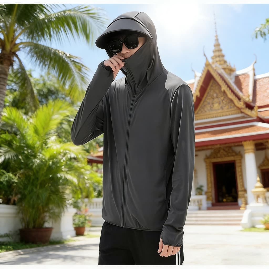 2026 เสื้อฮู้ดกันแดด เสื้อกันยูวี UPF50+ เสื้อกันแดดผ้าไหมน้ำแข็งแบบมีฮู๊ด บางเบาเย็นสบาย เหมาะสําหรับการเล่นน้ํา รูปที่ 3