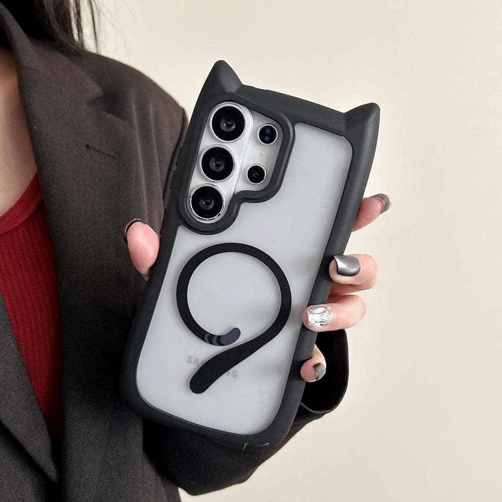 เคสโทรศัพท์แม่เหล็กหางแมวน่ารักสําหรับ Samsung S26 Ultra/S25/S24 Plus/S23 Plus ดีไซน์ใหม่; กันกระแทก ฝาครอบโปร่งใส รูปที่ 5
