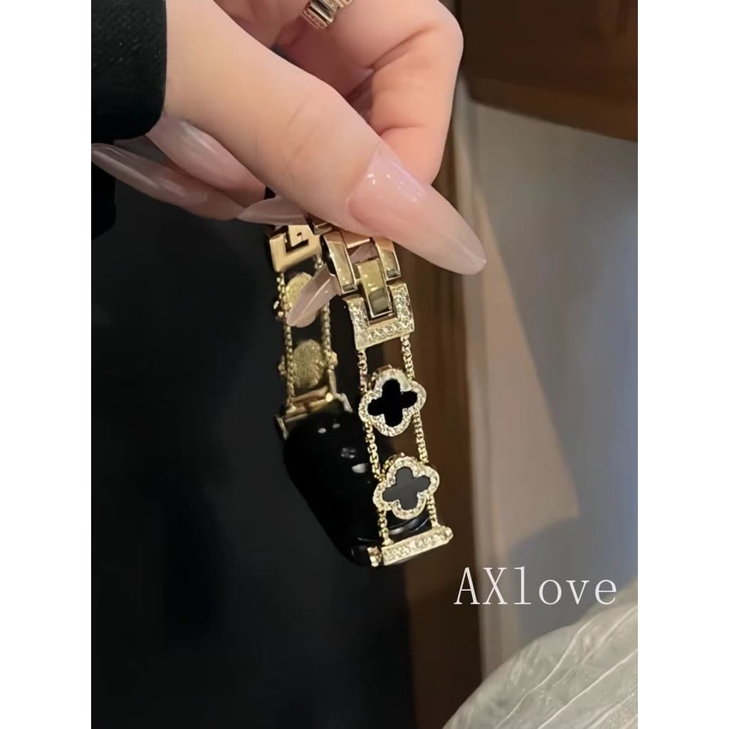 เพชร Four-leaf Clover สําหรับ Xiaomi Mi Band 10 9 8 Pro Watchband สร้อยข้อมือโลหะ Correa สําหรับ Redmi นาฬิกา 4 5 6 Starp รูปที่ 3