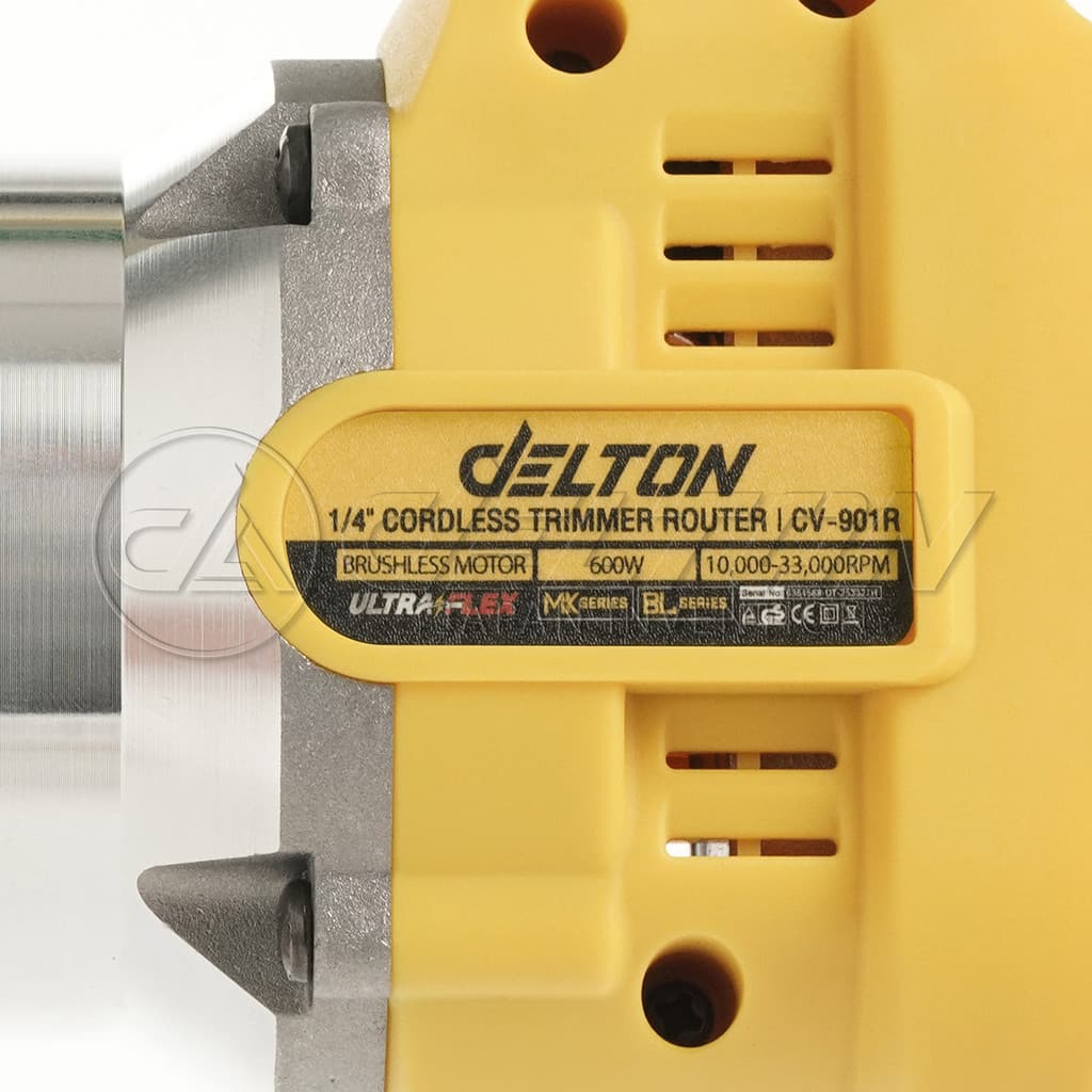 DELTON เครื่องเซาะร่อง ทริมเมอร์ไร้สาย 1/4นิ้ว 600W รุ่น CV-901R ใช้งานร่วมกับแบตเตอรี่ DELTON UltraFlex และ TURBO FORCE รูปที่ 7