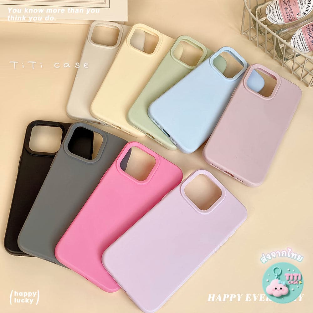 goodสีลูกกวาดแบบเรียบง่าย เคสไอโฟน For iPhone 11 17 16 15 12 13 14 15 Pro Max XR X XS Max 7 8 16 Plus เคสมือถือ สีพื้น รูปที่ 2