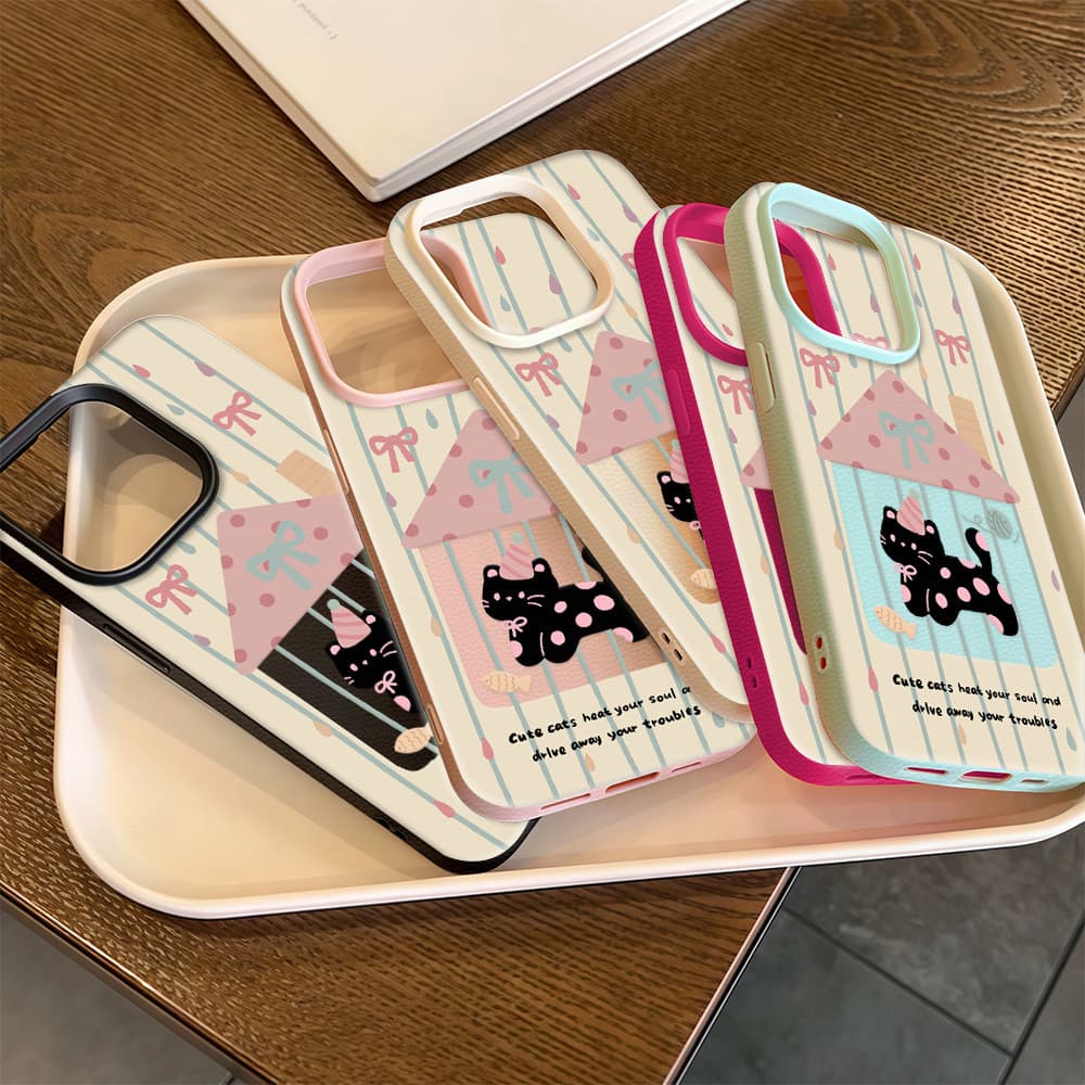 แมวโบว์ผีเสื้อ Silicone TPU เคสไอโฟน For iPhone 11 17 16 15 12 13 14 15 Pro Max 13 14 12 XR X XS Max 7 8 Plus เคสมือถือ รูปที่ 7