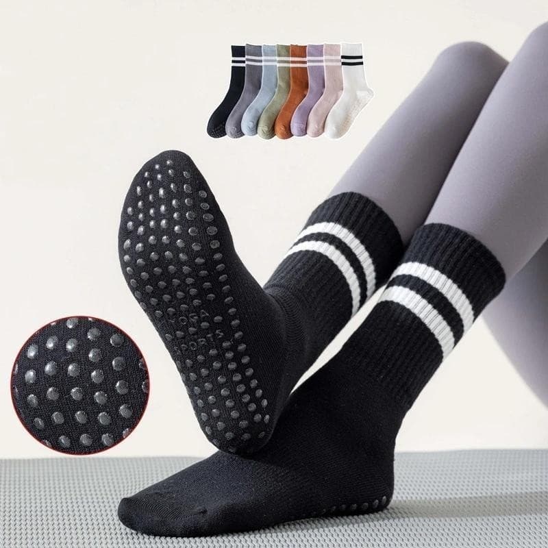 ถุงเท้าปุ่มกันลื่นCotton ระบายอากาศได้ถึงเหมาะสำหรับโยคะ/พีลาทิสCotton non-slip socks suitable for yoga รูปที่ 4