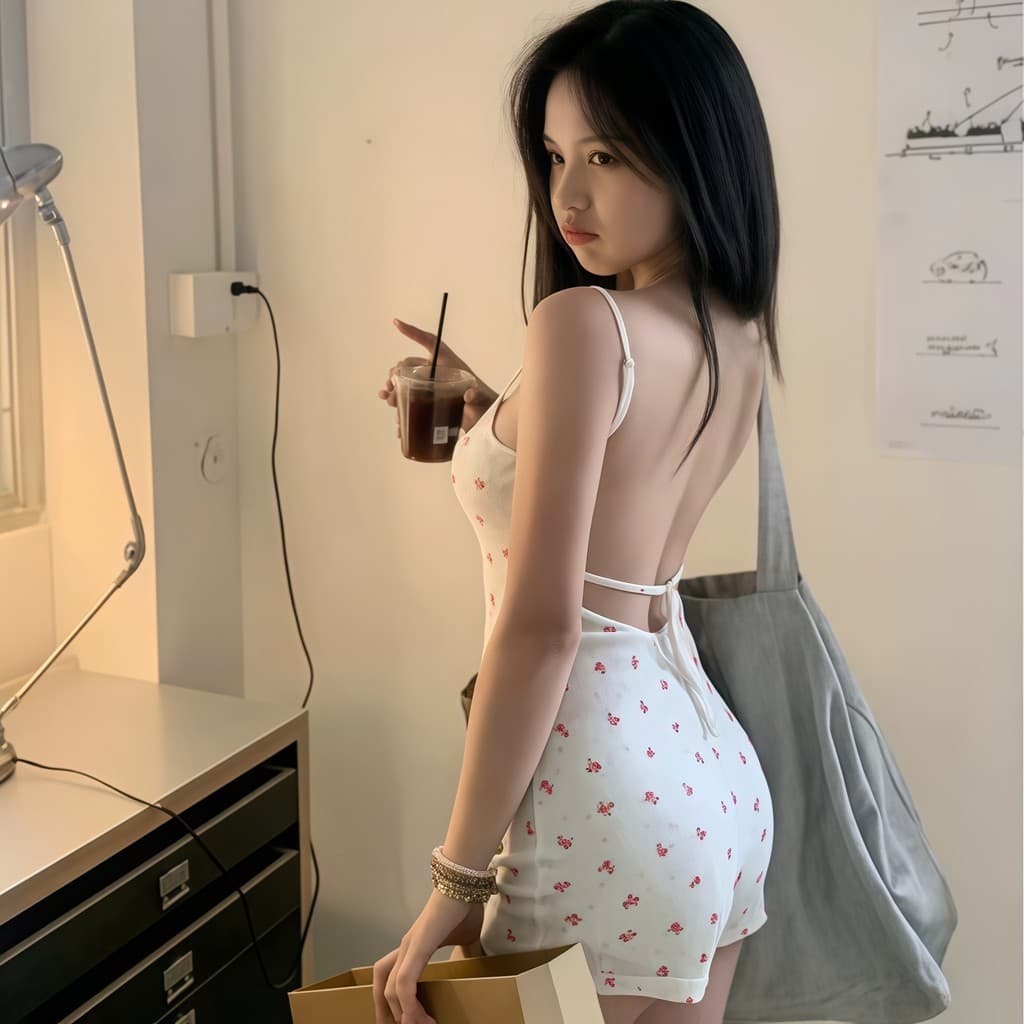 Kitty.Vogue ชุดจั๊มสูทสายเดี่ยวผู้หญิง ลายดอกไม้หวาน น่ารักรัดรูป สไตล์เกาหลีแบบลำลอง "FY9981"-0 รูปที่ 4