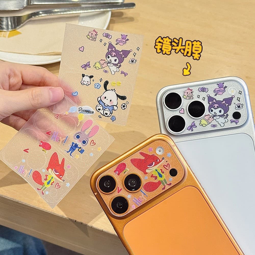 Ultra Thin Bear Star Man การ์ตูนแมว Hollow Out Glitter สติกเกอร์สําหรับ iPhone 17 Pro Max 17 Pro ฟิล์มนุ่มฐานเลนส์ชิ้น รูปที่ 3