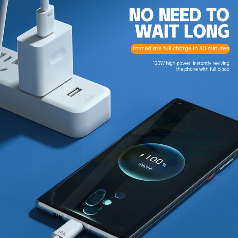 10A Type-C สายชาร์จเร็ว สายเคเบิลข้อมูล TYPE-C กระแสสูง เหมาะสำหรับ Android และสายชาร์จเร็วพิเศษ 120W รูปที่ 4